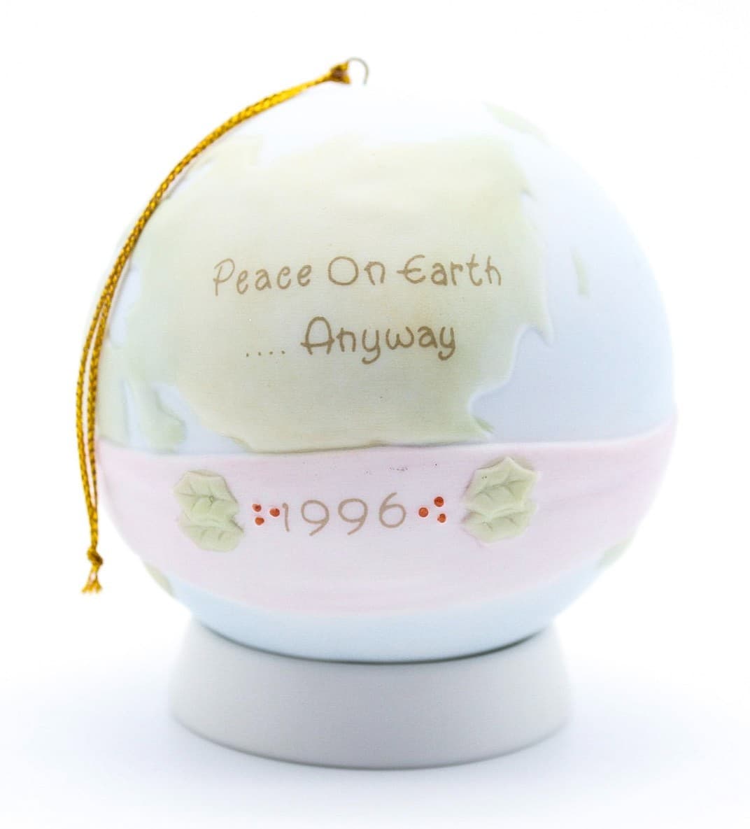 Precious Moments Peace On Earth...Anyway Enesco Porcelain Ornament 1996 - Thumbnail 3
