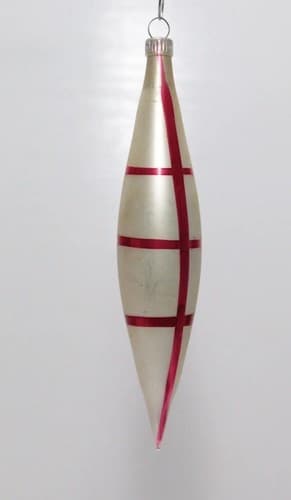 Pair of Vintage Icicle West Germany Glass Christmas Ornaments Red/White - Thumbnail 2