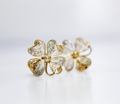 Vintage 800 European Silver Two Tone Filigree Floral Motif Clip-On Earrings - Thumbnail 2
