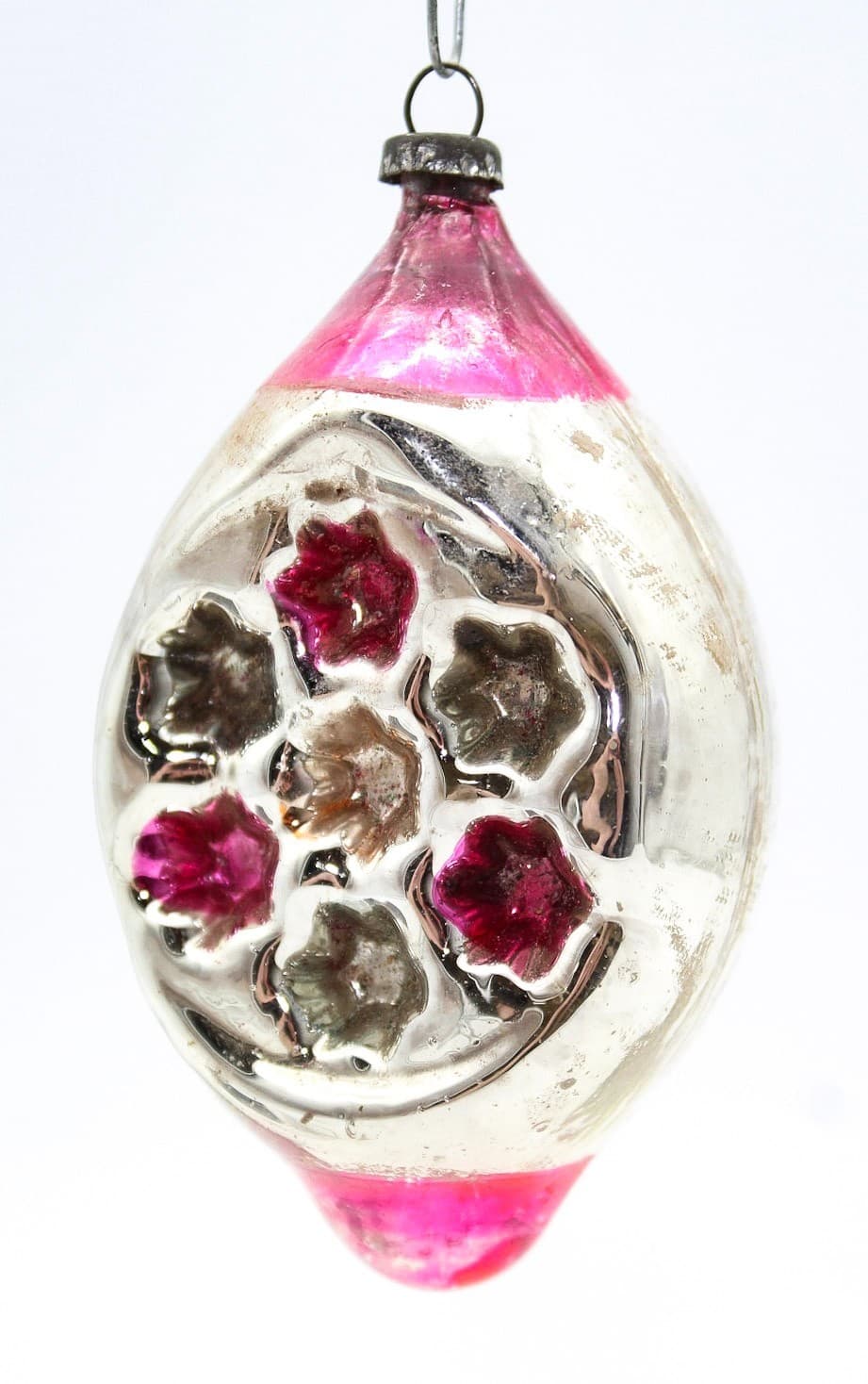Vintage Multiple Indent Reflector Striped Teardrop Glass Christmas Ornament - Thumbnail 8
