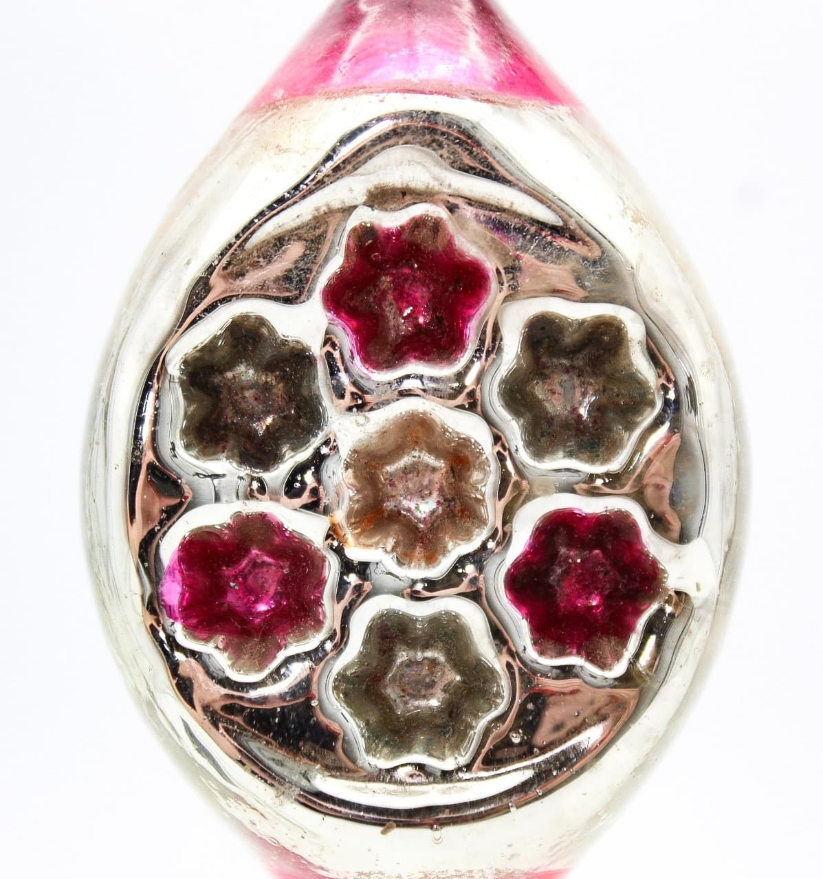 Vintage Multiple Indent Reflector Striped Teardrop Glass Christmas Ornament - Thumbnail 7