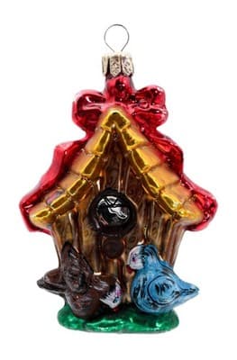 Vintage KURT ADLER Blown Glass Birdhouse Hand Painted Christmas Ornament - Image 1