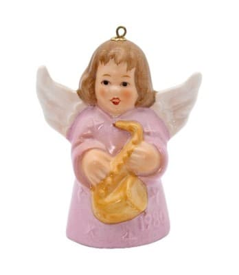 Hummel Goebel 1980 Pink Angel Bell Germany Porcelain Christmas Ornament TMK5 - Image 1