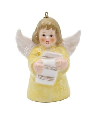 Hummel Goebel 1981 Yellow Angel Bell Germany Porcelain Christmas Ornament TMK5 - Image 1
