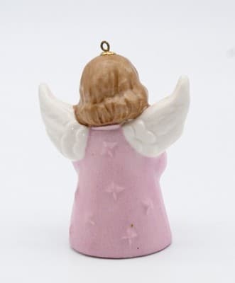 Hummel Goebel 1980 Pink Angel Bell Germany Porcelain Christmas Ornament TMK5 - Thumbnail 4
