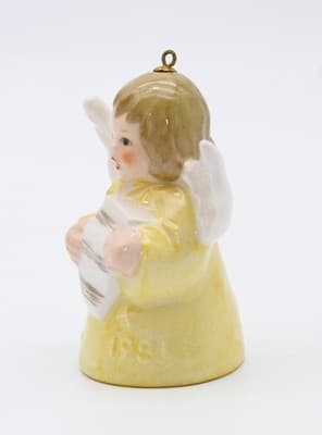 Hummel Goebel 1981 Yellow Angel Bell Germany Porcelain Christmas Ornament TMK5 - Thumbnail 2
