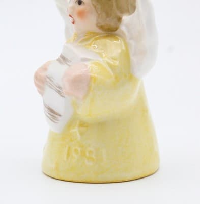 Hummel Goebel 1981 Yellow Angel Bell Germany Porcelain Christmas Ornament TMK5 - Thumbnail 3