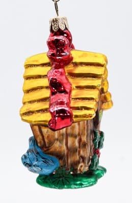 Vintage KURT ADLER Blown Glass Birdhouse Hand Painted Christmas Ornament - Thumbnail 5