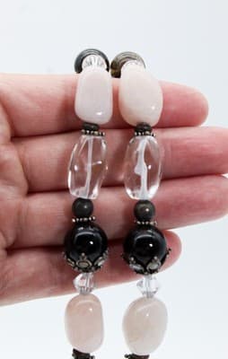 Vintage Sterling Silver 925 Natural Rose Quartz Beaded Statement Necklace - Thumbnail 5