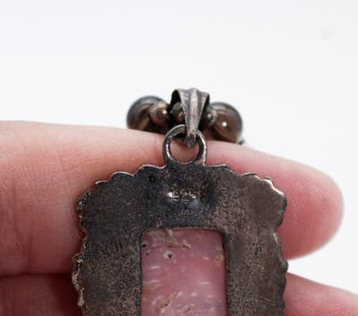 Vintage Sterling Silver 925 Natural Rose Quartz Beaded Statement Necklace - Thumbnail 3
