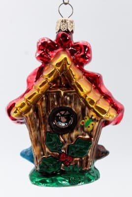 Vintage KURT ADLER Blown Glass Birdhouse Hand Painted Christmas Ornament - Thumbnail 7
