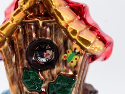 Vintage KURT ADLER Blown Glass Birdhouse Hand Painted Christmas Ornament - Thumbnail 6