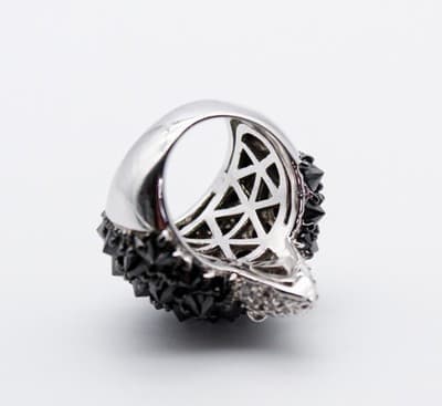 Vintage NOIR NYC Spiked Crystal Porcupine Animal Cocktail Ring Size 5 - Thumbnail 7