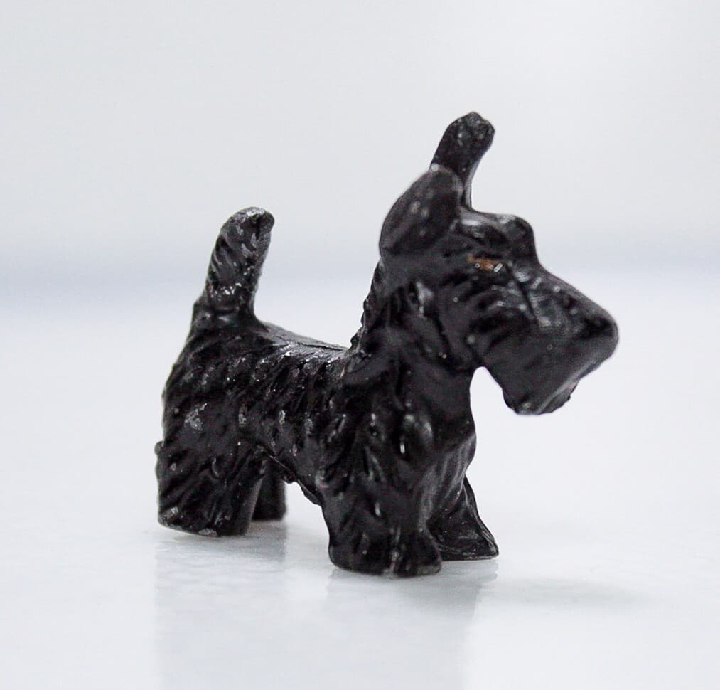 Vintage Miniature Dollhouse Black Scottish Terrier Dog White Metal Figurine - Thumbnail 5