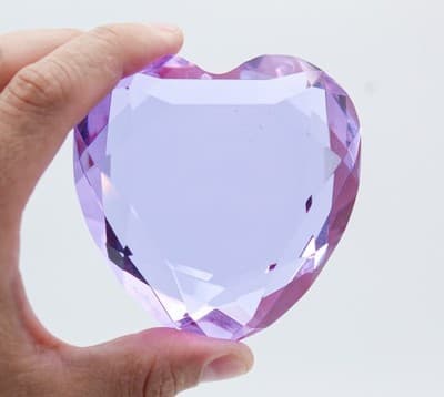 Vintage ROSENTHAL Germany Faceted Lavender Color Crystal Heart Paperweight - Thumbnail 2