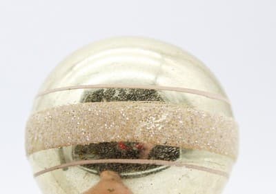 Vintage SHINY BRITE Glittered Striped Beige Ball Glass Christmas Ornament - Thumbnail 3