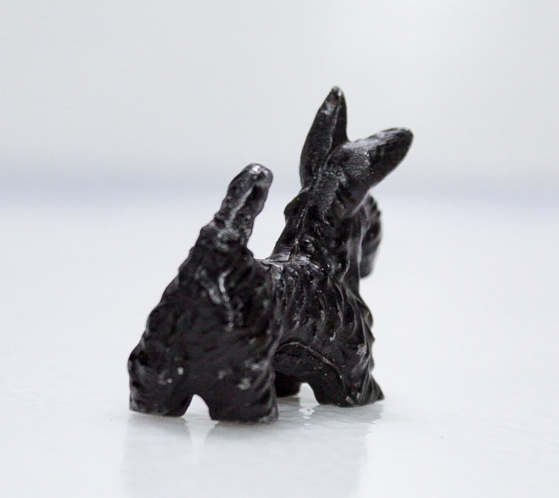 Vintage Miniature Dollhouse Black Scottish Terrier Dog White Metal Figurine - Thumbnail 3