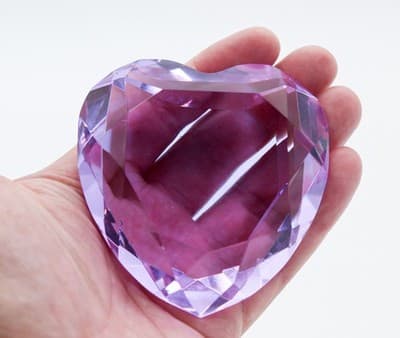 Vintage ROSENTHAL Germany Faceted Lavender Color Crystal Heart Paperweight - Thumbnail 5