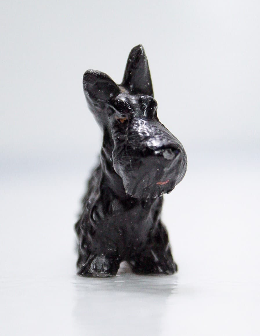 Vintage Miniature Dollhouse Black Scottish Terrier Dog White Metal Figurine - Thumbnail 6