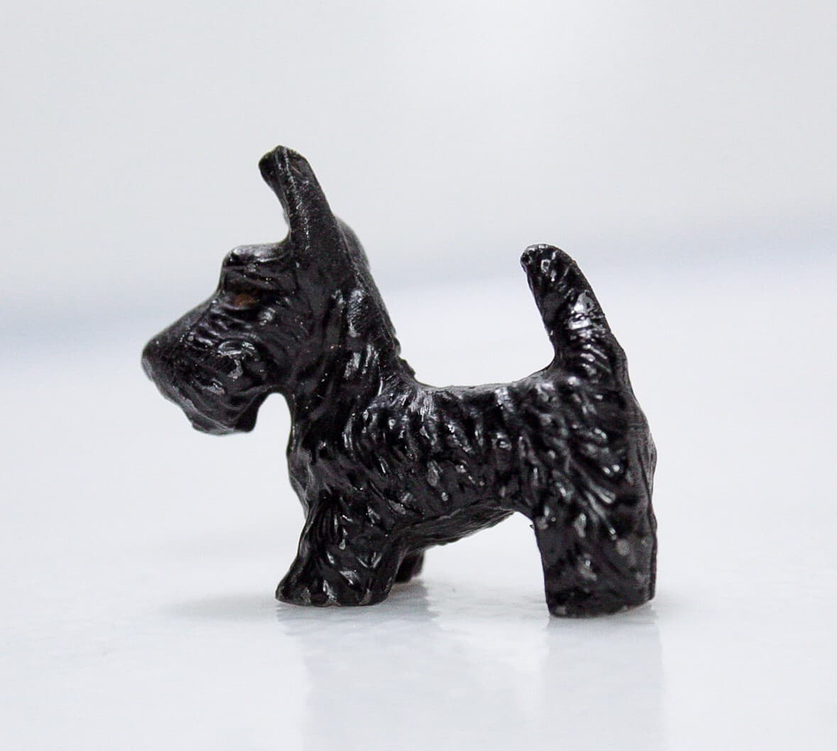 Vintage Miniature Dollhouse Black Scottish Terrier Dog White Metal Figurine - Thumbnail 2