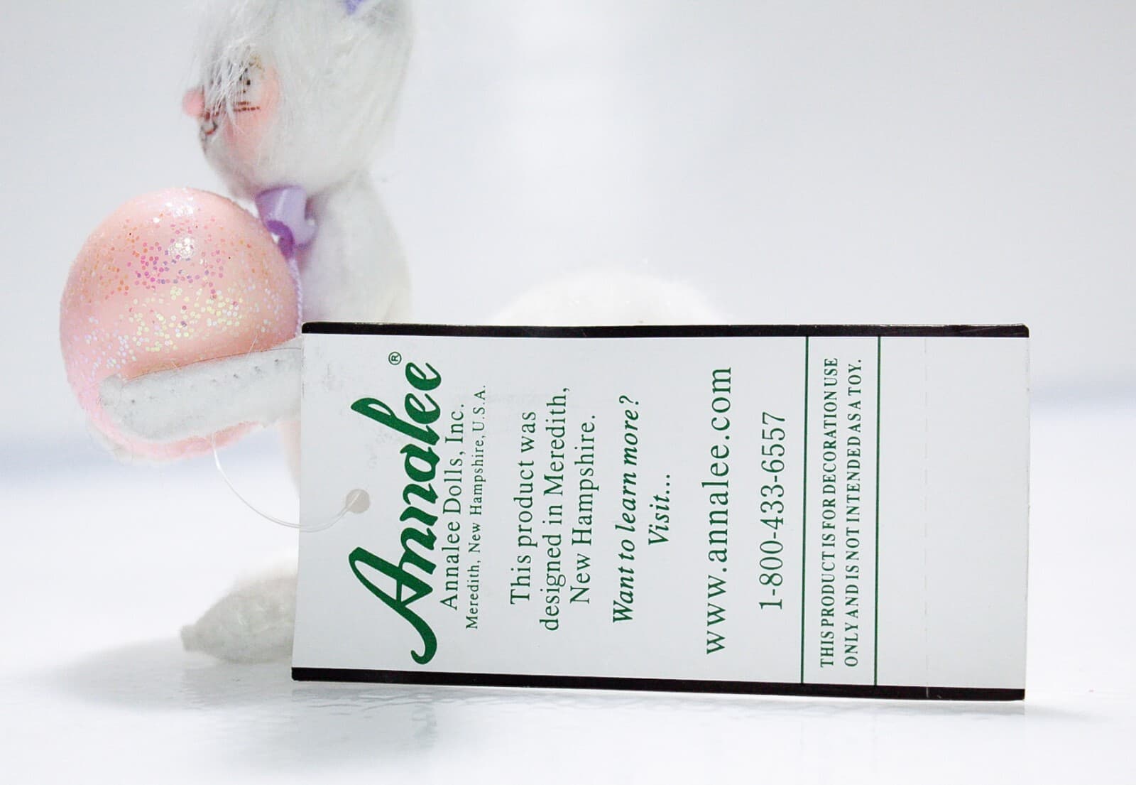 ANNALEE MOBILITEE 2008 EASTER BUNNY W/ PINK EGG Holiday Artisan Doll 5" NEW - Thumbnail 4