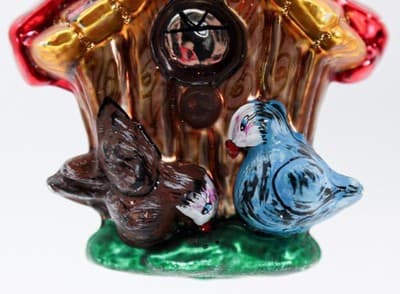 Vintage KURT ADLER Blown Glass Birdhouse Hand Painted Christmas Ornament - Thumbnail 2