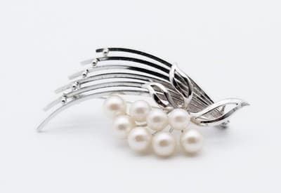 Vintage Sterling Silver 925 Natural Freshwater Pearls Floral Bouquet Pin Brooch - Thumbnail 2