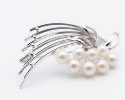 Vintage Sterling Silver 925 Natural Freshwater Pearls Floral Bouquet Pin Brooch - Thumbnail 8