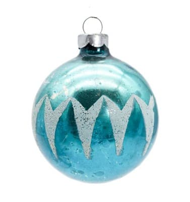 Vintage SHINY BRITE Blue Stencil Mica Ball Glass Christmas Ornament U.S.A. - Image 1