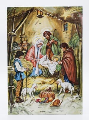Vtg Made In Germany Festive Nativity Paper Christmas Advent Calendar - Image 1