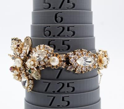 Vintage Gold Tone Multicolor Rhintestone Faux Seed Pearl Floral Bracelet - Thumbnail 5