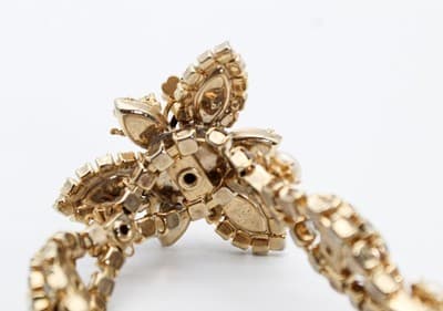 Vintage Gold Tone Multicolor Rhintestone Faux Seed Pearl Floral Bracelet - Thumbnail 10
