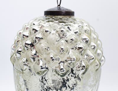 Large POTTERY BARN Silvered Glass Acorn Motif Christmas Ornament - Thumbnail 7