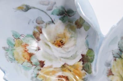 Antique Hand Painted Floral Handled Trinket Serving Dish Three Part - Thumbnail 4