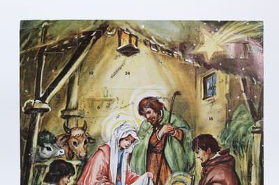 Vtg Made In Germany Festive Nativity Paper Christmas Advent Calendar - Thumbnail 2