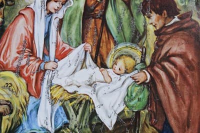 Vtg Made In Germany Festive Nativity Paper Christmas Advent Calendar - Thumbnail 4