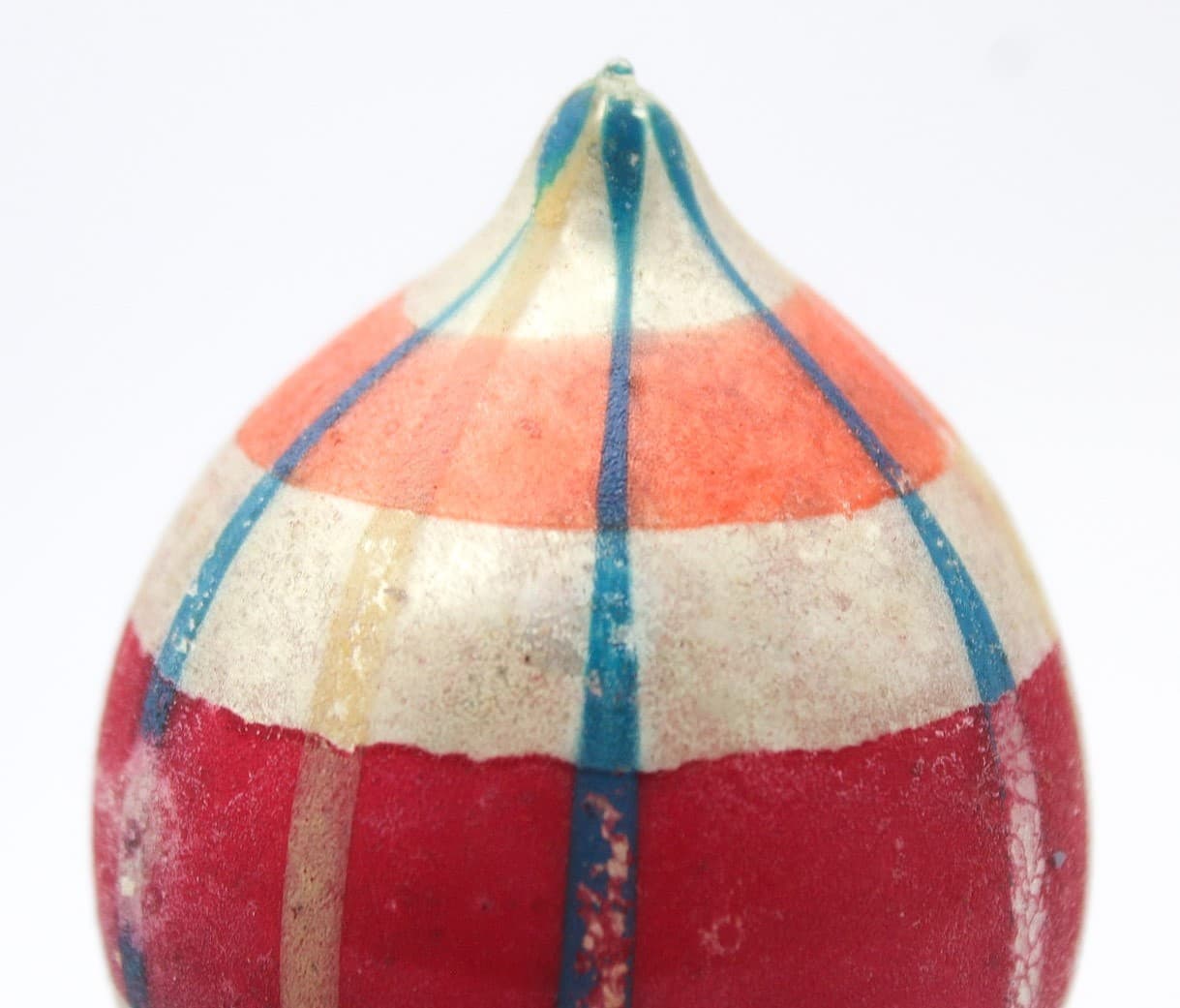 Vintage Poland Hand Painted Teardrop Striped Pattern Glass Christmas Ornament - Thumbnail 6