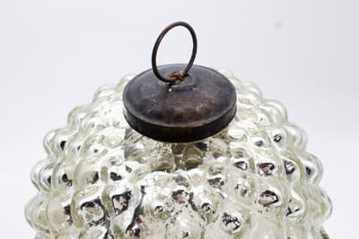 Large POTTERY BARN Silvered Glass Acorn Motif Christmas Ornament - Thumbnail 5
