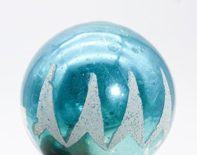 Vintage SHINY BRITE Blue Stencil Mica Ball Glass Christmas Ornament U.S.A. - Thumbnail 4