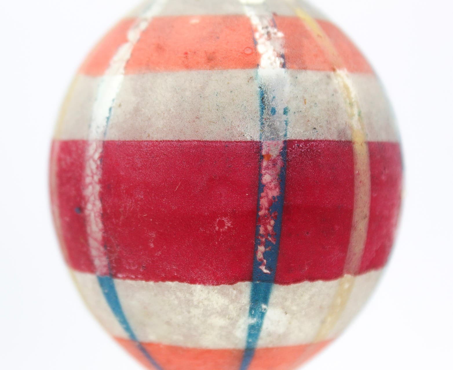 Vintage Poland Hand Painted Teardrop Striped Pattern Glass Christmas Ornament - Thumbnail 7