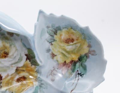 Antique Hand Painted Floral Handled Trinket Serving Dish Three Part - Thumbnail 6