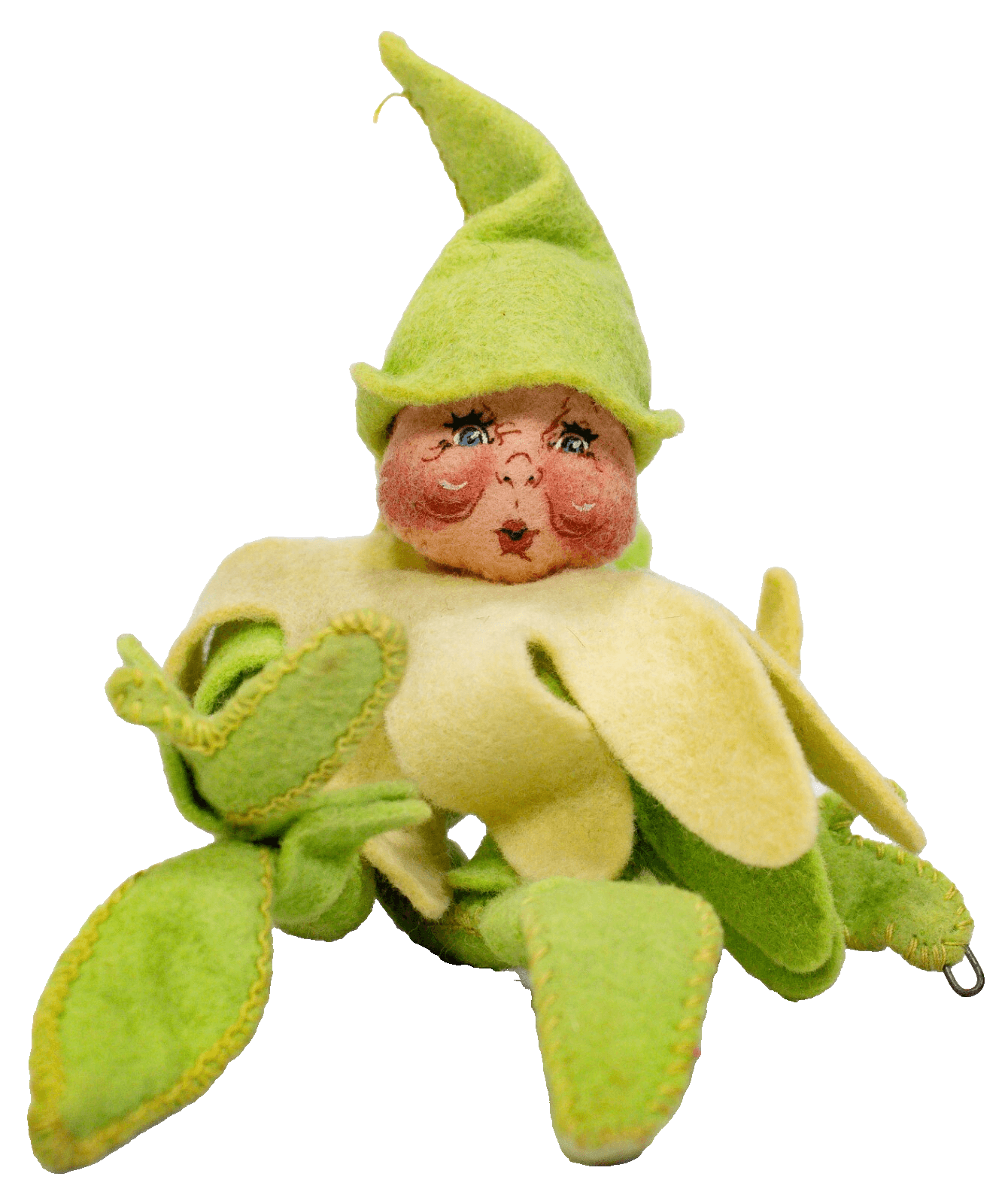 Vintage ANNALEE MOBILITEE 1995 Flexible Yellow Green Spring Elf Artisan Doll 4" - Image 1