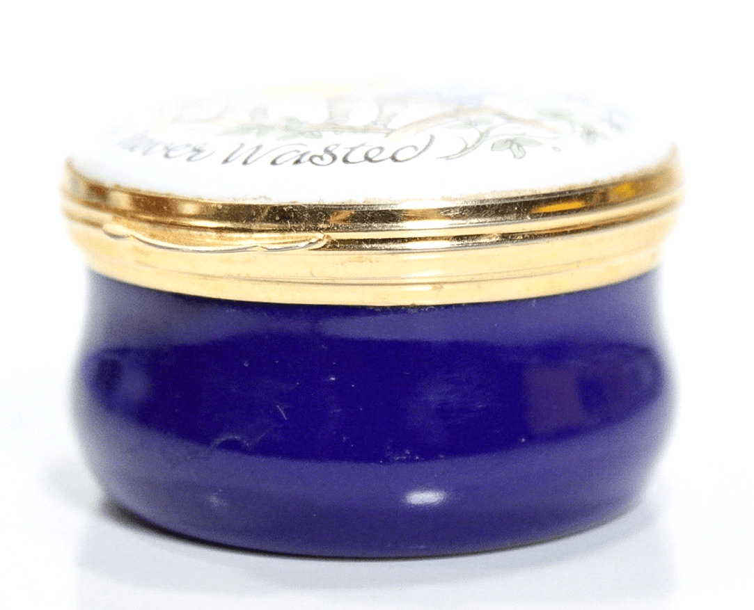 Vintage CRUMMLES & CO. "Moments Enjoyed Is Never Wasted" Enamel Trinket Box - Thumbnail 3