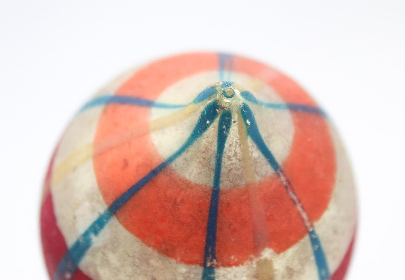 Vintage Poland Hand Painted Teardrop Striped Pattern Glass Christmas Ornament - Thumbnail 5
