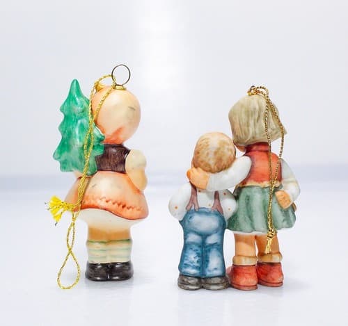 2 Vintage HUMMEL Germany Hand Painted Porcelain Christmas Ornaments Figurines - Thumbnail 4