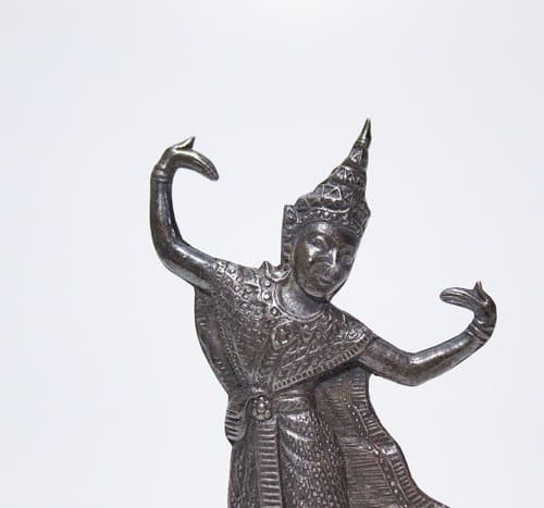 Vintage Sterling Silver SIAM Niello Goddess Dancer Figural Pin Brooch - Thumbnail 2