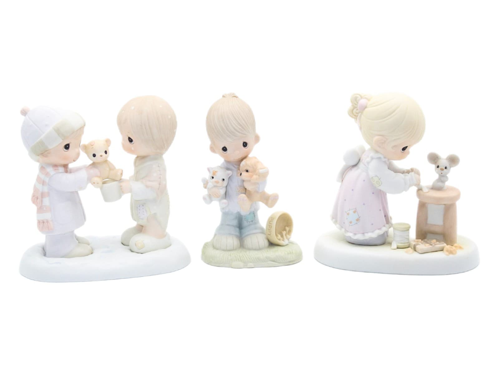 Precious Moments Blessed Are The Peacemakers Enesco Porcelain Figurines Lot Of 3 - Image 1