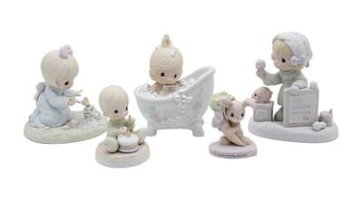 Precious Moments He Cleansed My Soul Enesco Vintage Porcelain Figurines Lot Of 5 - Image 1