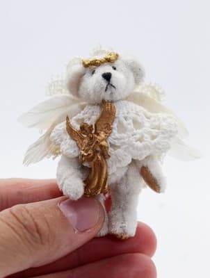 Miniature Dollhouse "Little Gem Teddy Bear" Angel by DEBORAH CANHAM - Thumbnail 2