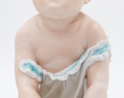 Gebruder Heubach Antique Germany Hand Painted Bisque Large Piano Baby Figure - Thumbnail 6